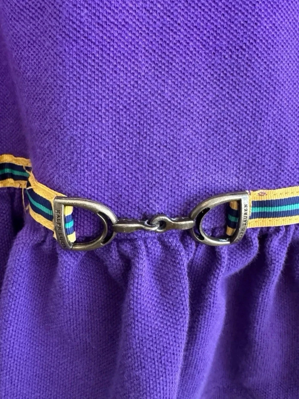 Ralph Lauren Purple Long-Sleeve Polo Dress with Green Logo
